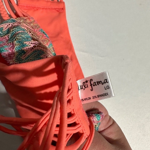 NEW $168 Luli Fama [ Large ] Fiego Divino Criss-Cross Bikini Top +‎ Bottom - Picture 15 of 16